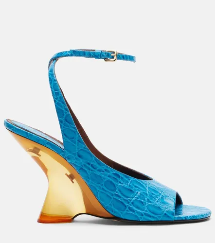 Croc-effect leather wedge sandals - Dries Van Noten - Modalova