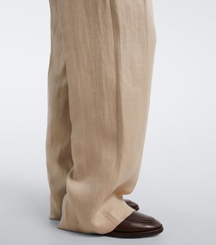 Pantaloni a gamba larga in lino con monile - Brunello Cucinelli - Modalova