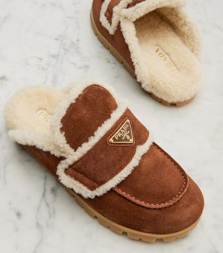 Prada Mules in suede con shearling - Prada - Modalova