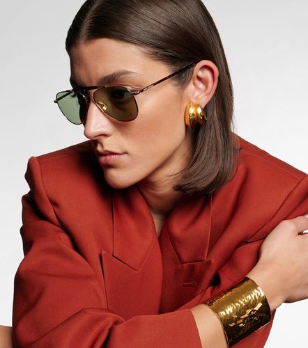 Occhiali da sole aviator con logo SL - Saint Laurent - Modalova