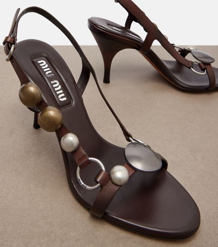 Miu Miu Embellished leather sandals - Miu Miu - Modalova