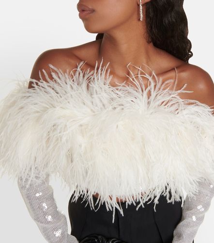 Sequined feather-trimmed crop top - David Koma - Modalova