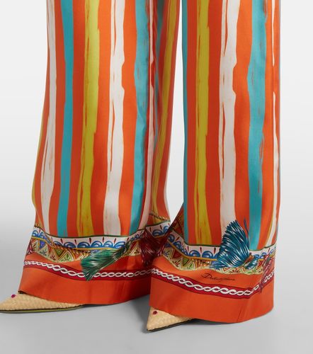 Pantaloni a gamba larga in seta a righe - Dolce&Gabbana - Modalova