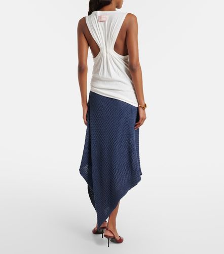 Falda midi en mezcla de algodón drapeada - Victoria Beckham - Modalova