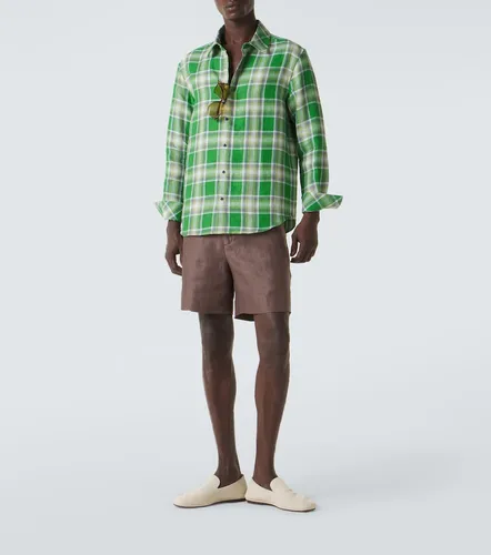 Camisa Harbor de lino a cuadros con lapislázuli - God's True Cashmere - Modalova