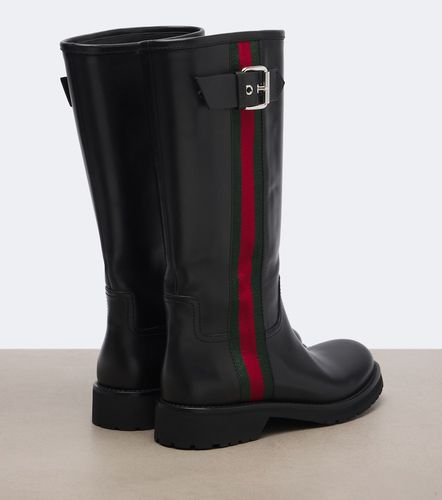 Gucci Botas biker de piel con Web - Gucci - Modalova