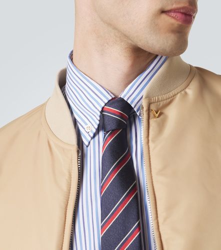 Corbata de jacquard de seda a rayas con VLogo - Valentino Garavani - Modalova