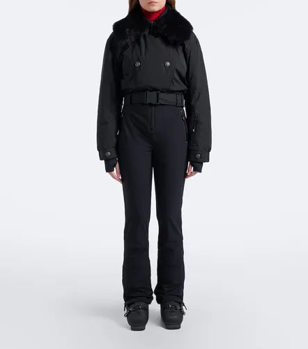 Belted shearling-trimmed ski suit - Moncler Grenoble - Modalova