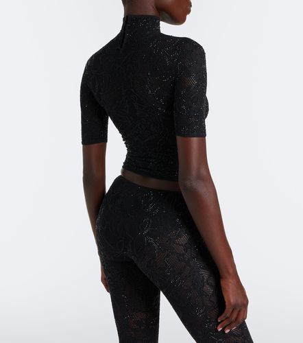 Embellished silk-blend lace crop top - Gucci - Modalova