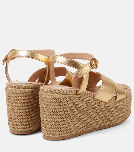 Leather and raffia platform sandals - Gianvito Rossi - Modalova