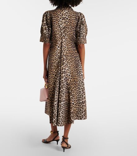 Vestido midi de popelín de algodón estampado - Ganni - Modalova