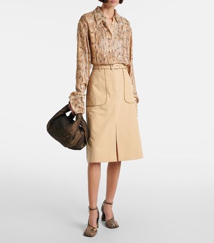 Falda midi de popelín de algodón con cinturón - Dries Van Noten - Modalova
