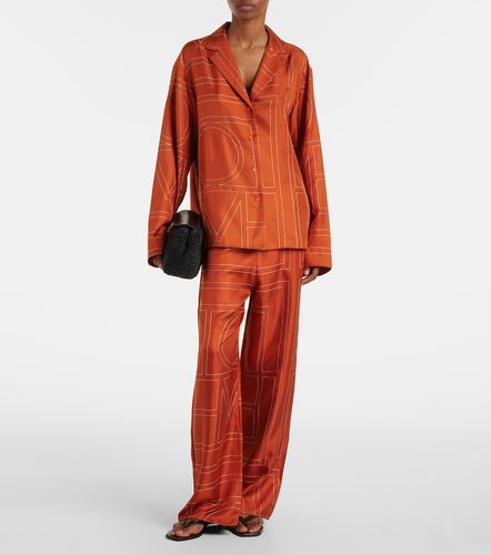 Monogram silk twill pajama pants - Toteme - Modalova