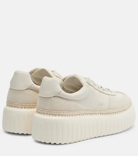 H710 H-Stripes leather and suede platform sneakers - Hogan - Modalova