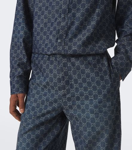 Pantaloni a gamba larga in chambray di cotone GG - Gucci - Modalova