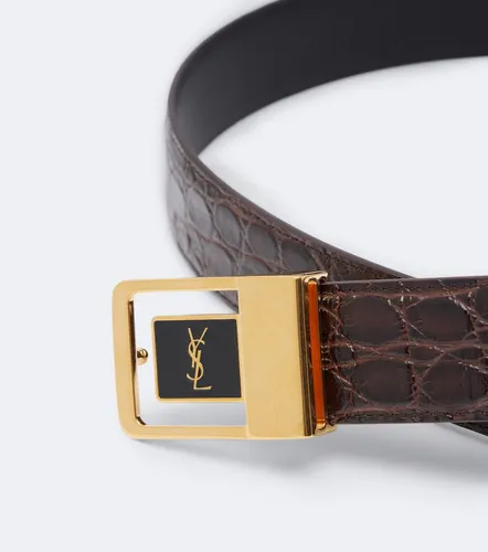 La 66 croc-effect leather belt - Saint Laurent - Modalova
