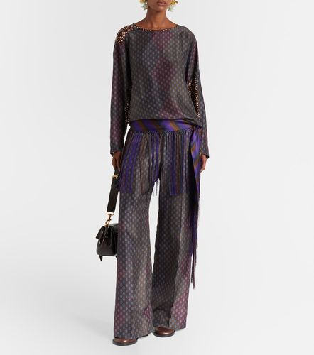 Printed silk satin straight pants - Dries Van Noten - Modalova