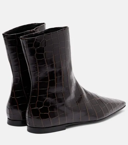 Croc-effect leather ankle boots - Toteme - Modalova
