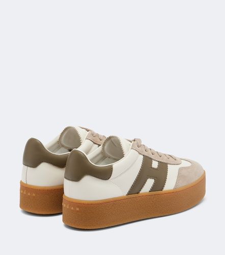 Cool suede-trimmed leather platform sneakers - Hogan - Modalova