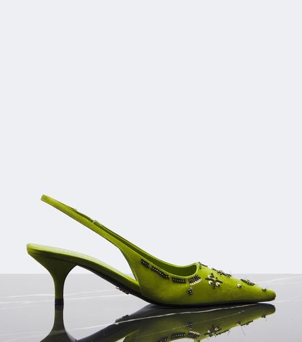 Embellished satin slingback pumps - Prada - Modalova