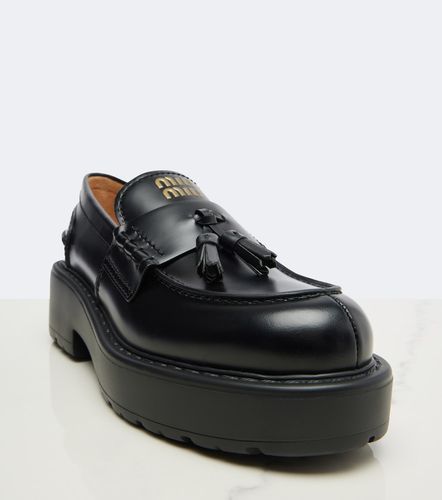 Mocassini in pelle con platform - Miu Miu - Modalova
