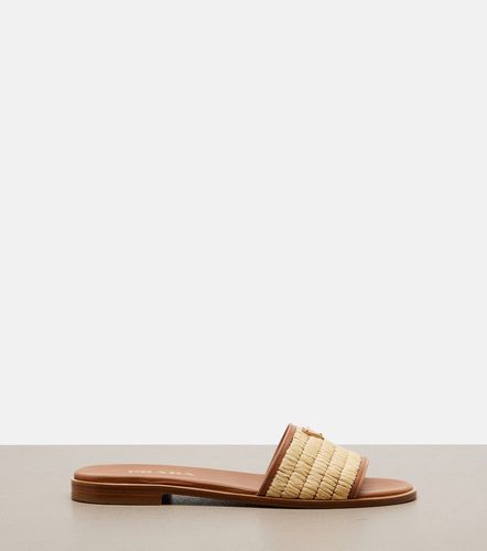 Prada Leather and raffia slides - Prada - Modalova