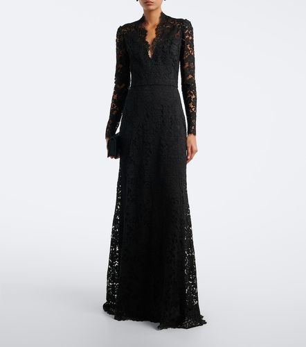Abito lungo bustier in misto cotone e pizzo - Monique Lhuillier - Modalova