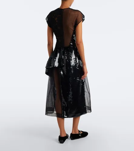 Paneled lace-trimmed sequined midi dress - Simone Rocha - Modalova