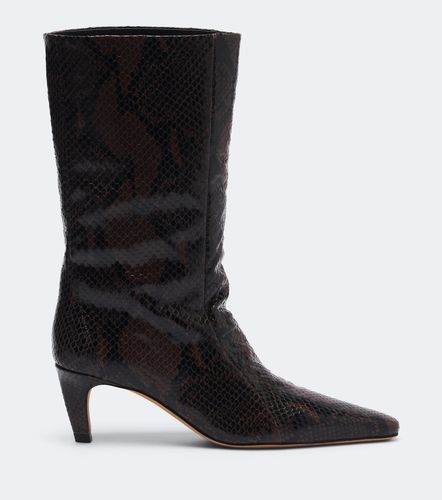 Cave snake-effect leather mid-calf boots - JUDE - Modalova