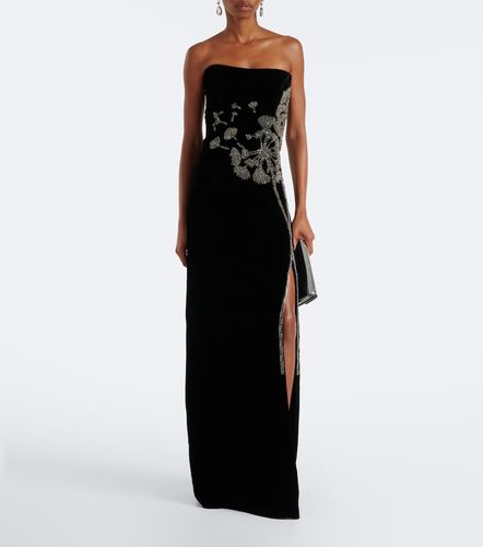 Embellished strapless velvet gown - Costarellos - Modalova
