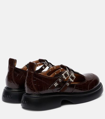 Ganni Croc-effect Mary Jane flats - Ganni - Modalova