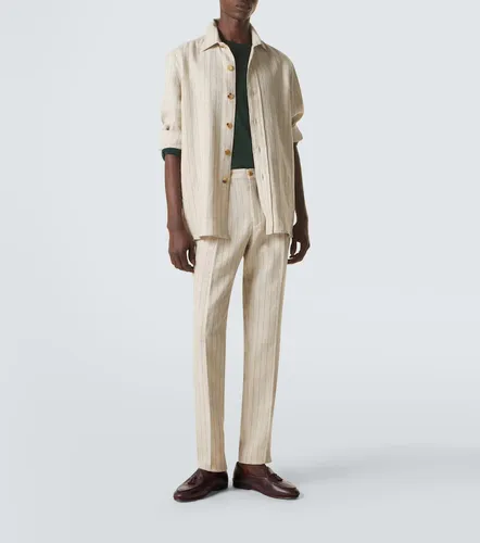 Pantaloni slim in lino e lana a righe - Rubinacci - Modalova