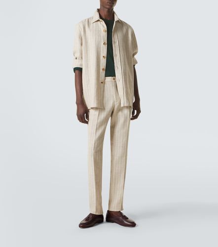 Striped linen and wool slim pants - Rubinacci - Modalova