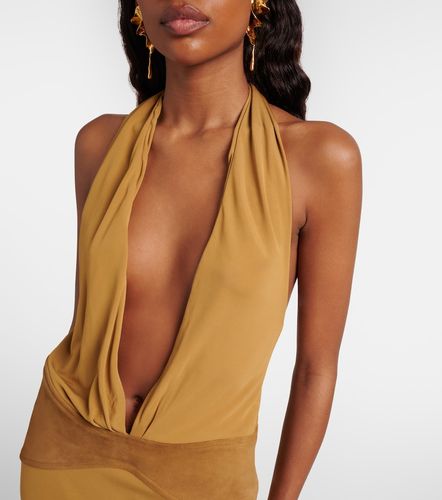 Suede-trimmed jersey gown - Christopher Esber - Modalova