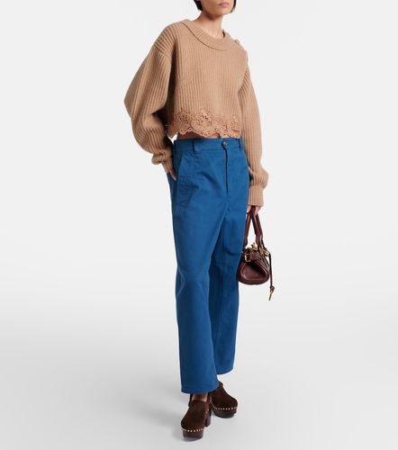 Lace-trimmed wool and cashmere sweater - Chloe - Modalova