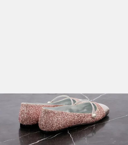 Elisa leather-trimmed glitter ballet flats - Jimmy Choo - Modalova