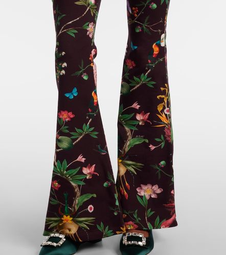 Pantaloni flared Meditation in misto cotone con stampa floreale - La DoubleJ - Modalova