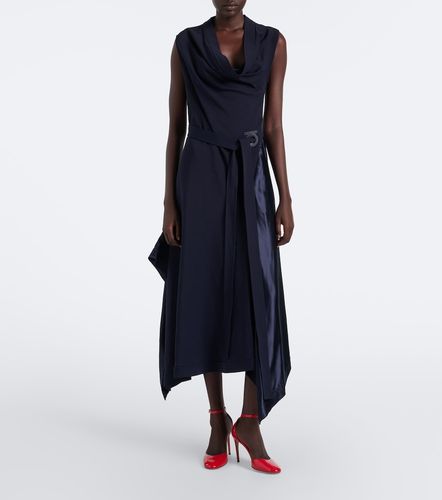 Abito midi in jersey con satin - Ferragamo - Modalova