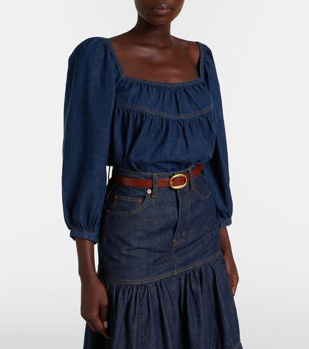 Saint Laurent Gathered denim blouse - Saint Laurent - Modalova