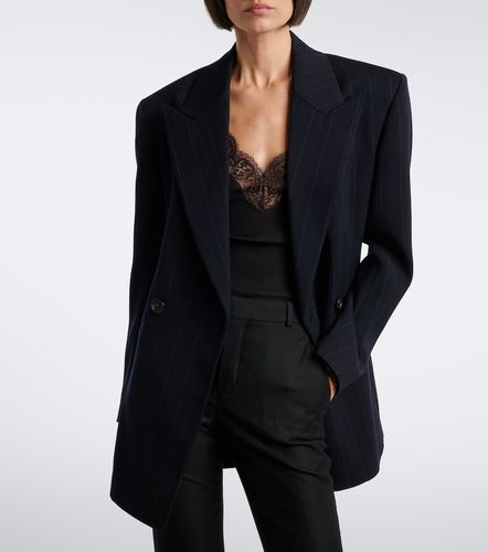 Chalk stripe double-breasted wool blazer - Saint Laurent - Modalova