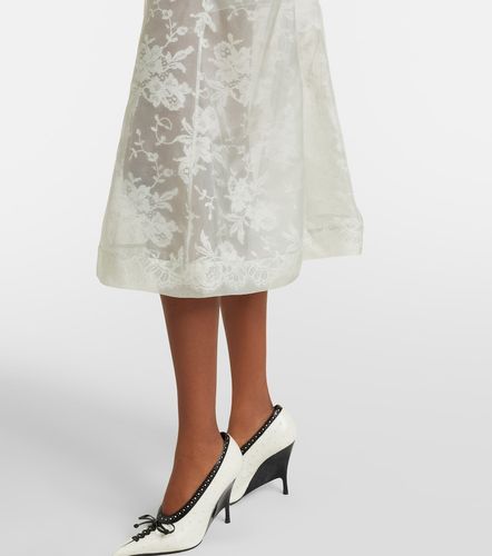 Vestido corsé de seda y encaje con peplum - McQueen - Modalova