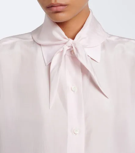Camisa de popelín de seda con lazada - Prada - Modalova