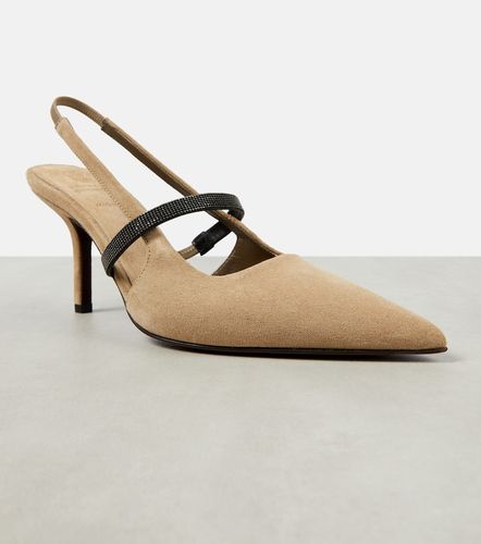 Monili suede slingback pumps - Brunello Cucinelli - Modalova