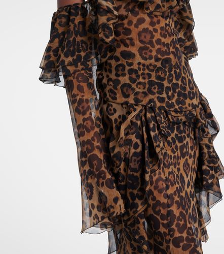 Leopard-print draped silk top - Blumarine - Modalova