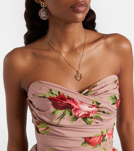 Abito corto in cotone con stampa floreale - Dolce&Gabbana - Modalova