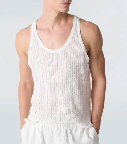 Pointelle cotton and linen tank top - Commas - Modalova