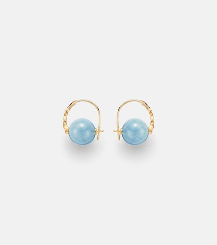 Orecchini in oro 14kt con diamanti e acquamarine - Sydney Evan - Modalova