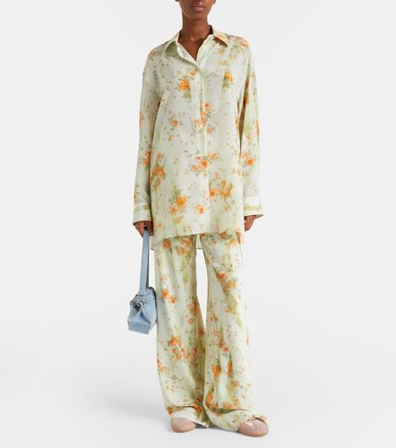Floral silk crepe de chine pajama pants - McQueen - Modalova