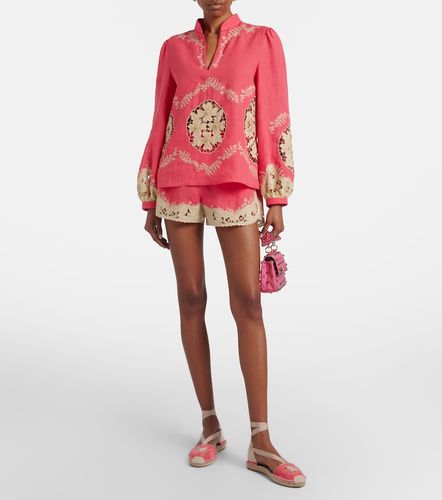 Camicia in lino con ricamo - Valentino Garavani - Modalova