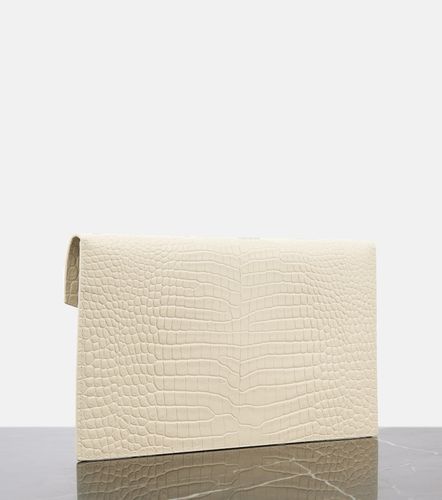 Uptown croc-effect leather clutch - Saint Laurent - Modalova